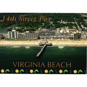 14th Street Pier Virginia Beach Postcard Aerial View USA